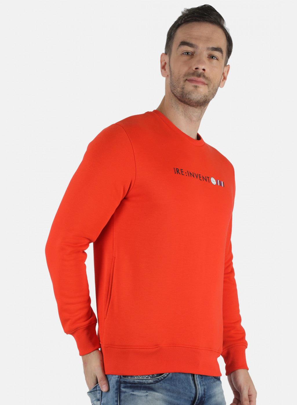 Men Orange Solid T-Shirt
