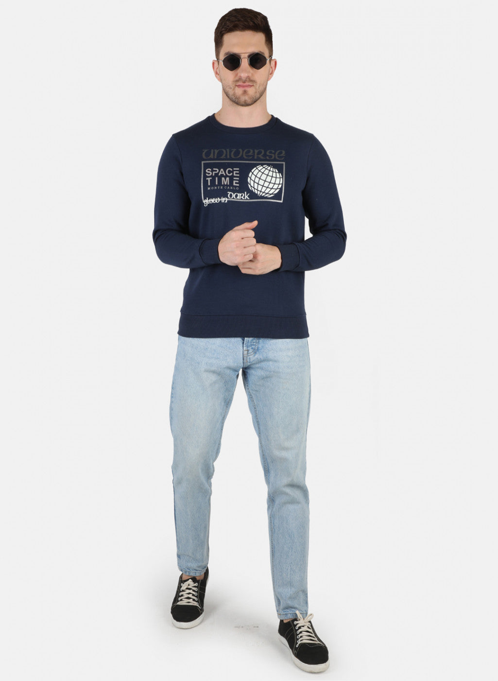 Men Blue Printed Sweatshirt