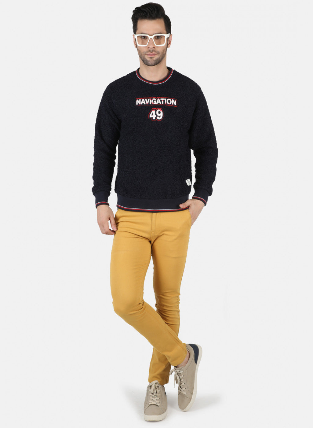 Men NAvy Blue Printed Sweatshirt