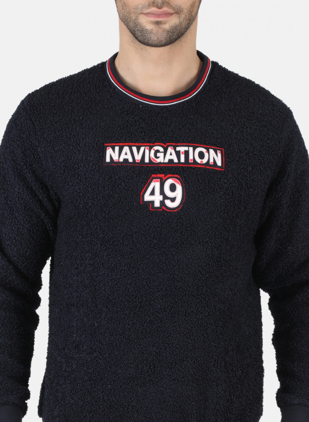 Men NAvy Blue Printed Sweatshirt