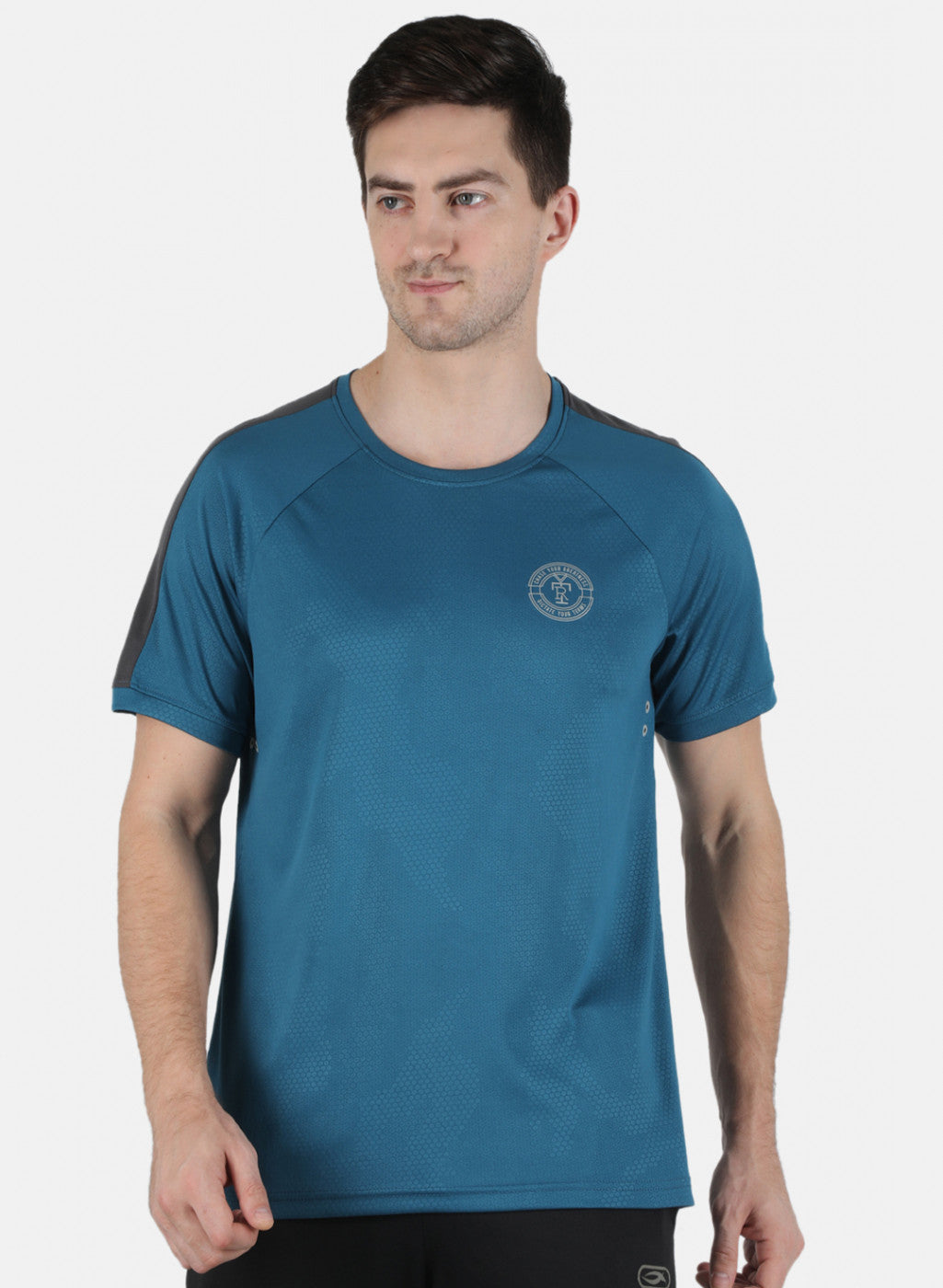 Rock.it Men Blue Plain Round Neck T-Shirt