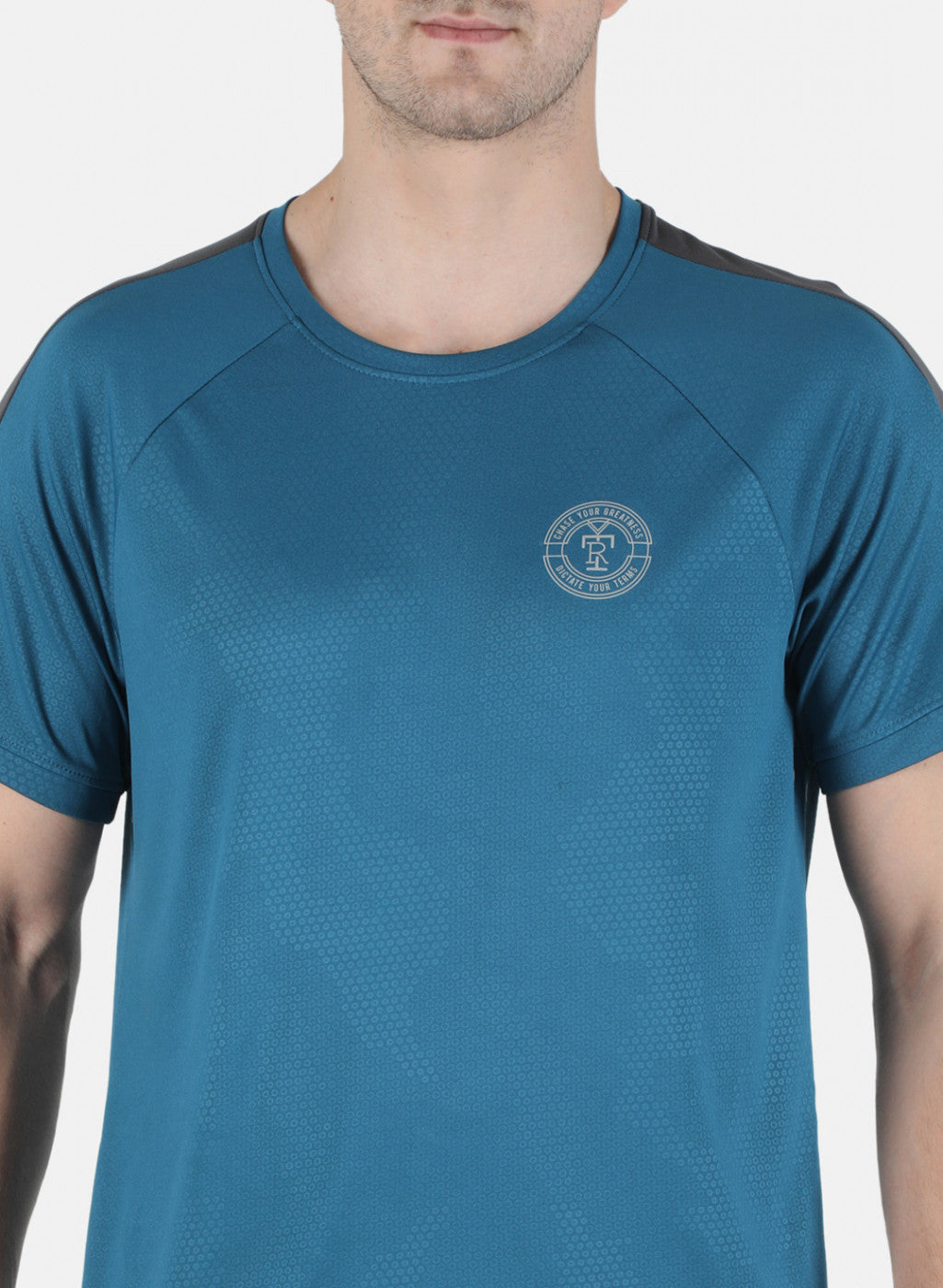 Rock.it Men Blue Plain Round Neck T-Shirt