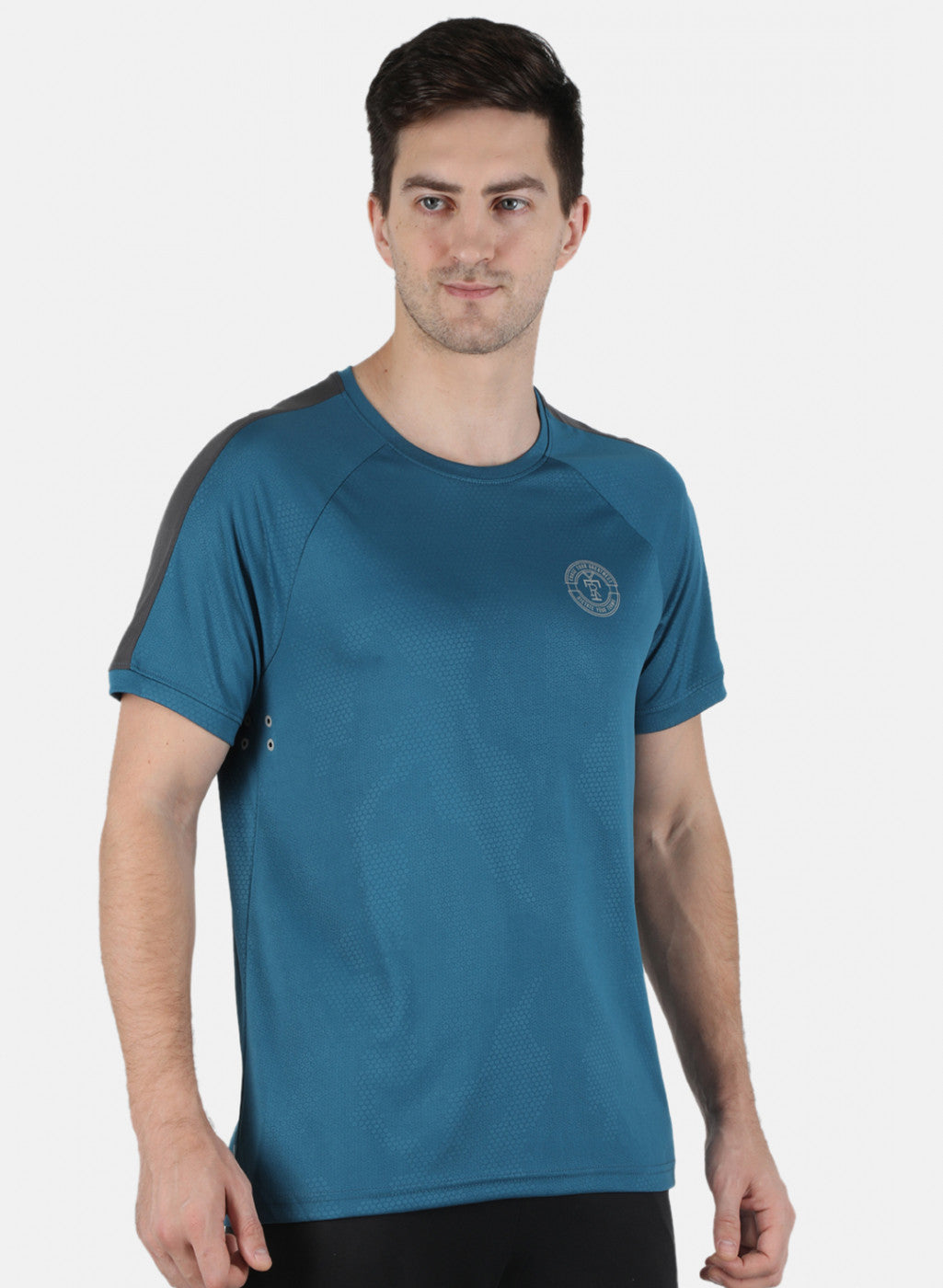 Rock.it Men Blue Plain Round Neck T-Shirt