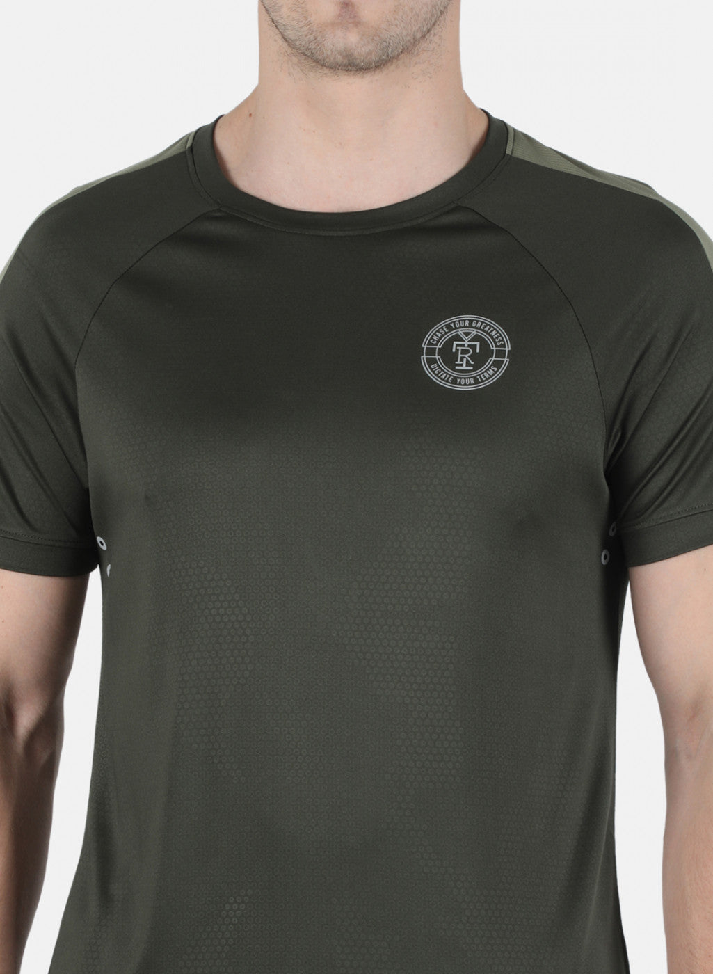 Rock.it Men Olive Plain Round Neck T-Shirt