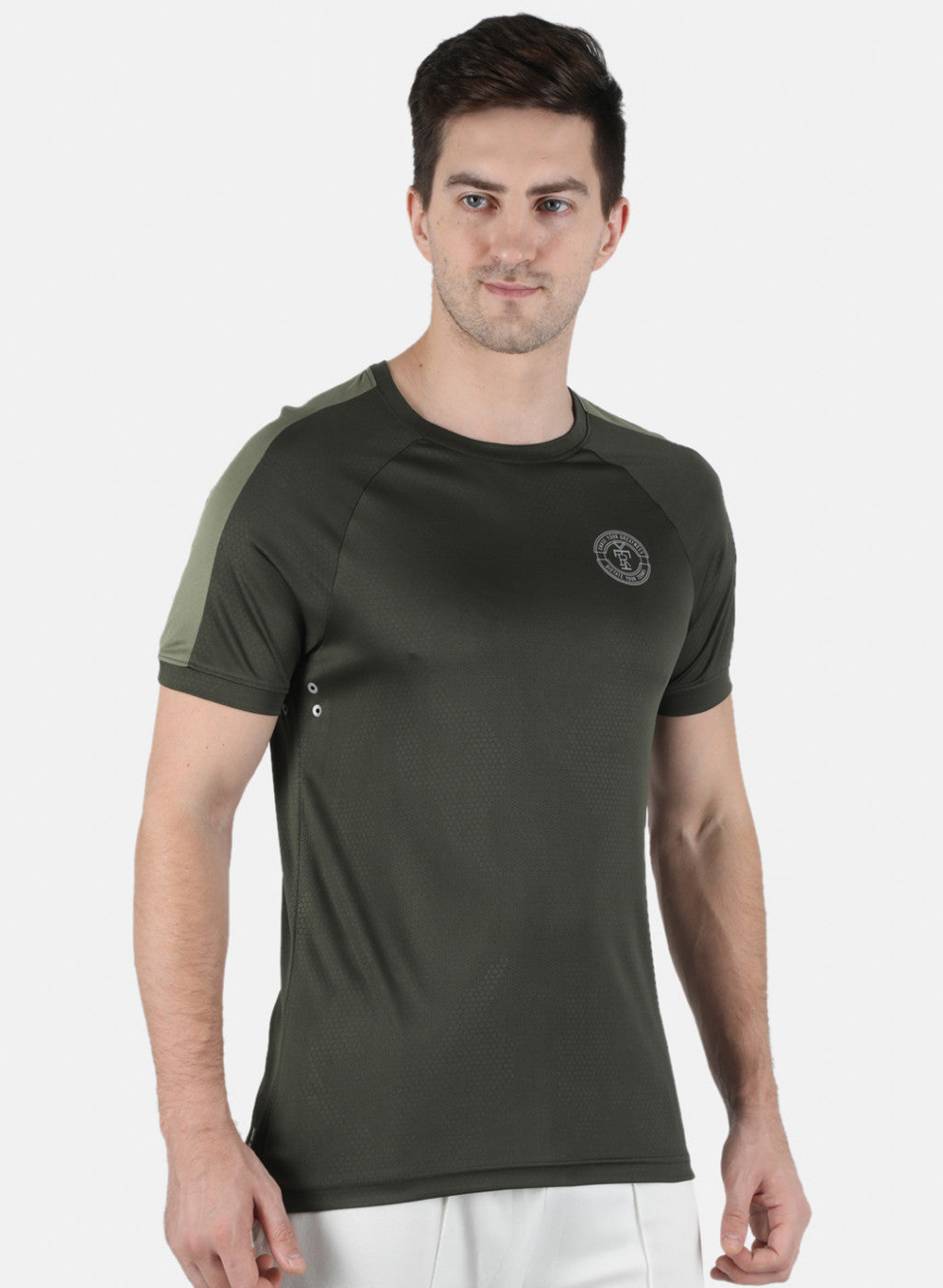 Rock.it Men Olive Plain Round Neck T-Shirt