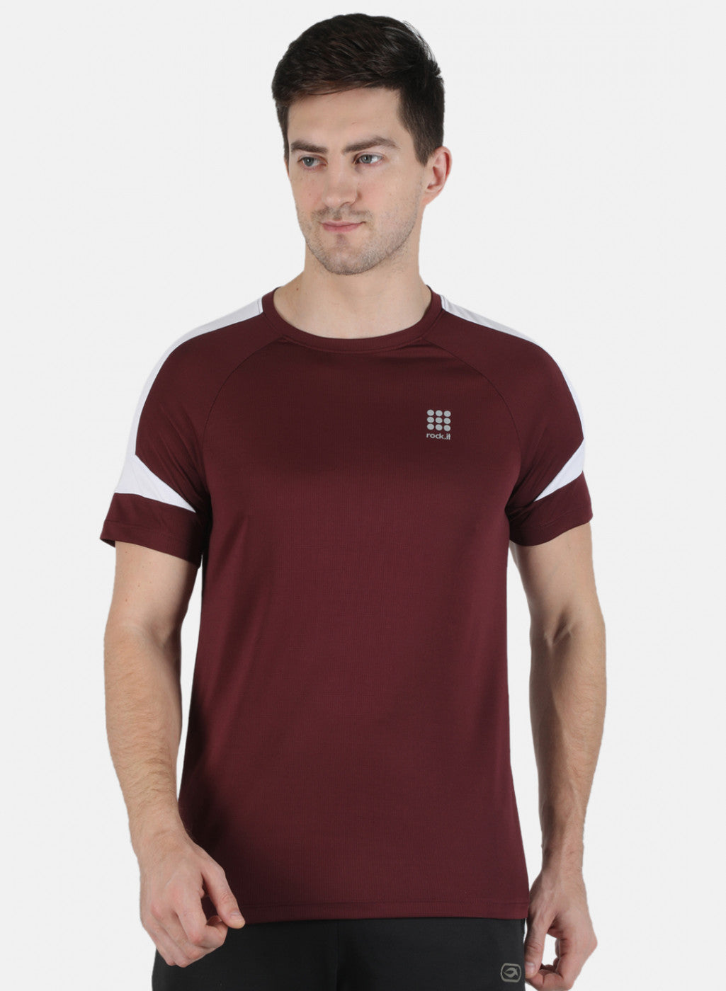 Rock.it Men Maroon Self Design Round Neck T-Shirt