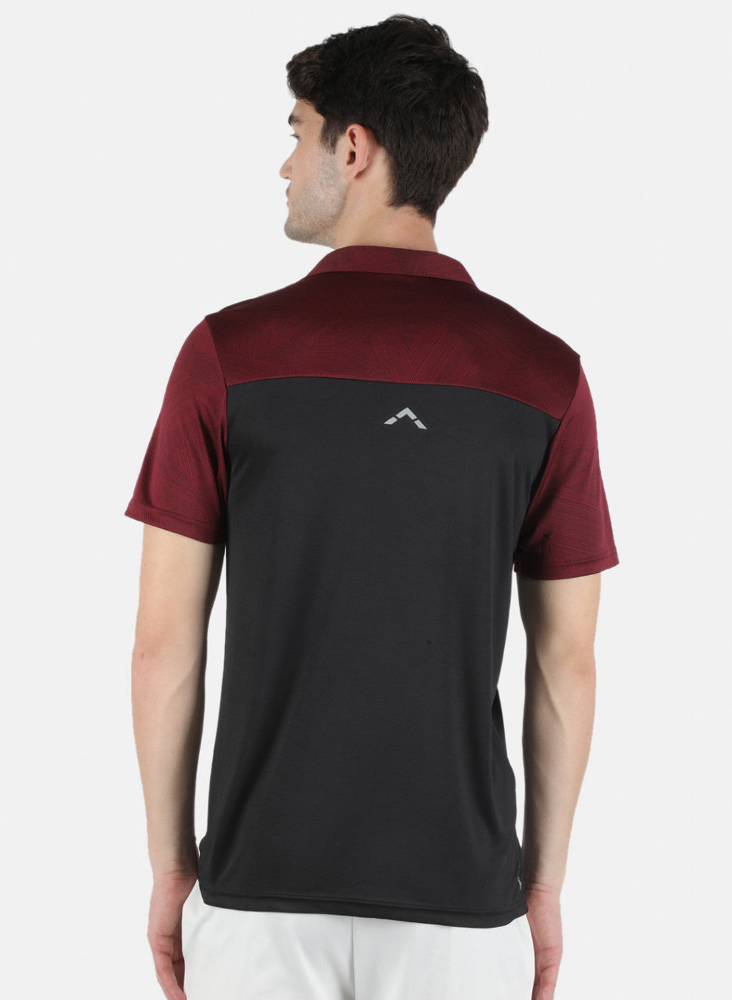 Rock.it Men Maroon Self Design Collar T-Shirt