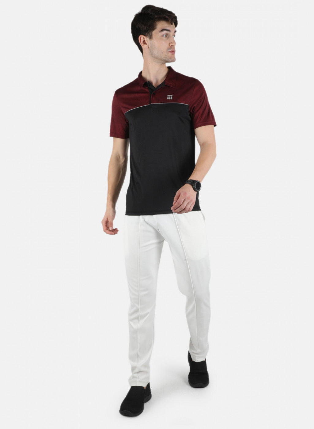 Rock.it Men Maroon Self Design Collar T-Shirt