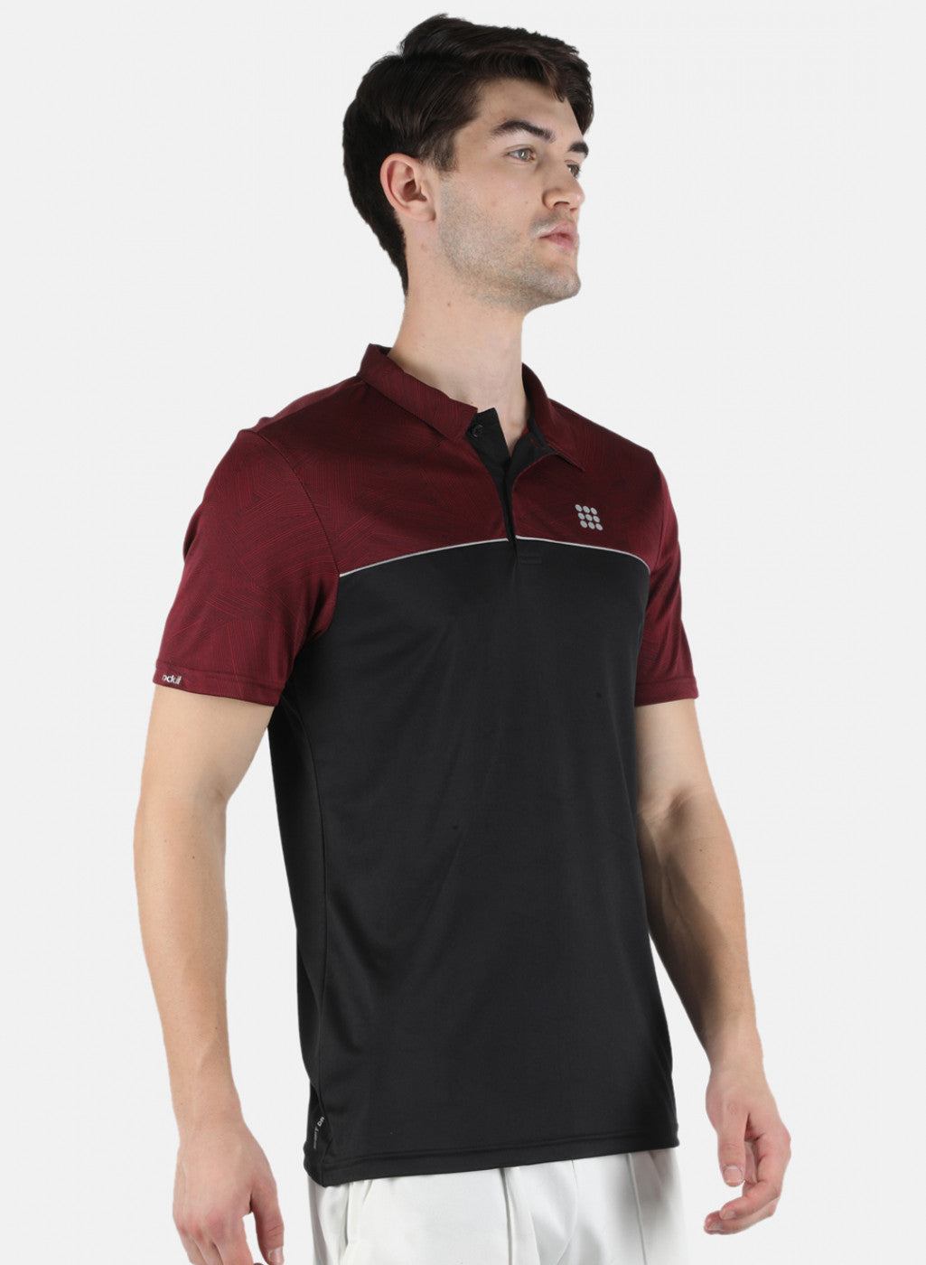 Rock.it Men Maroon Self Design Collar T-Shirt