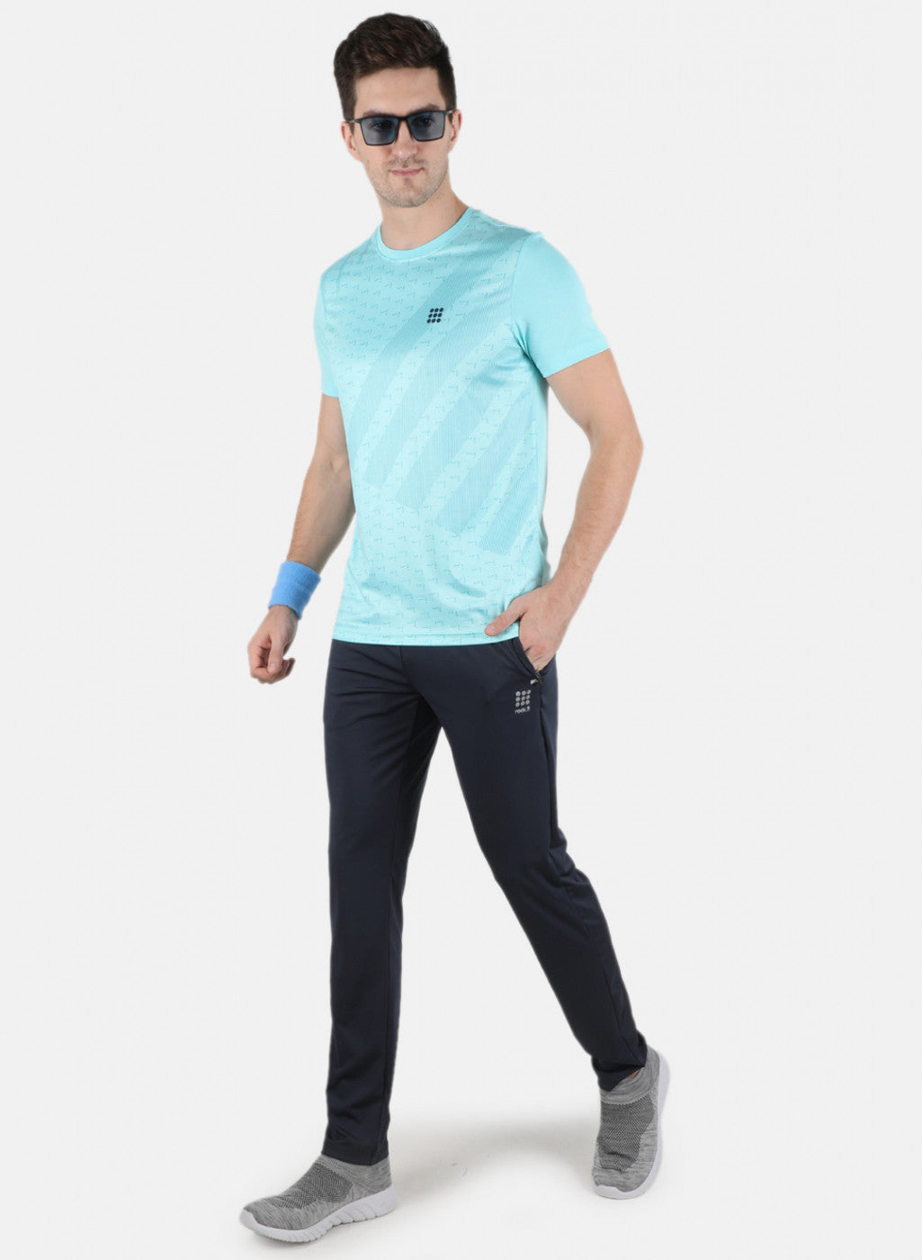 Rock.it Men Navy Blue Plain Track Pant