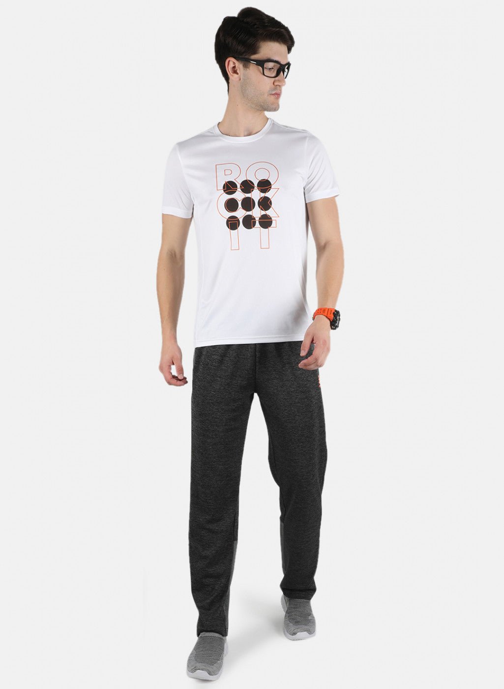 Rock.it Men Grey Self Design Track Pant