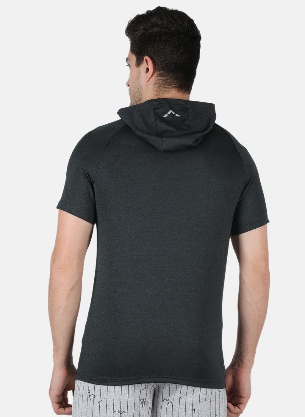Rock.it Men Olive Self Design Hooded T-Shirt