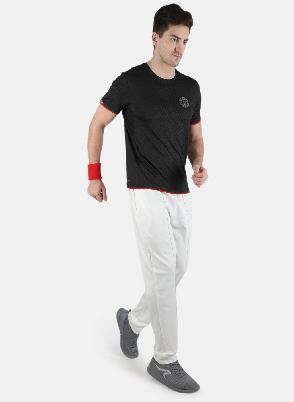 Rock.it Men Black Self Design Round Neck T-Shirt