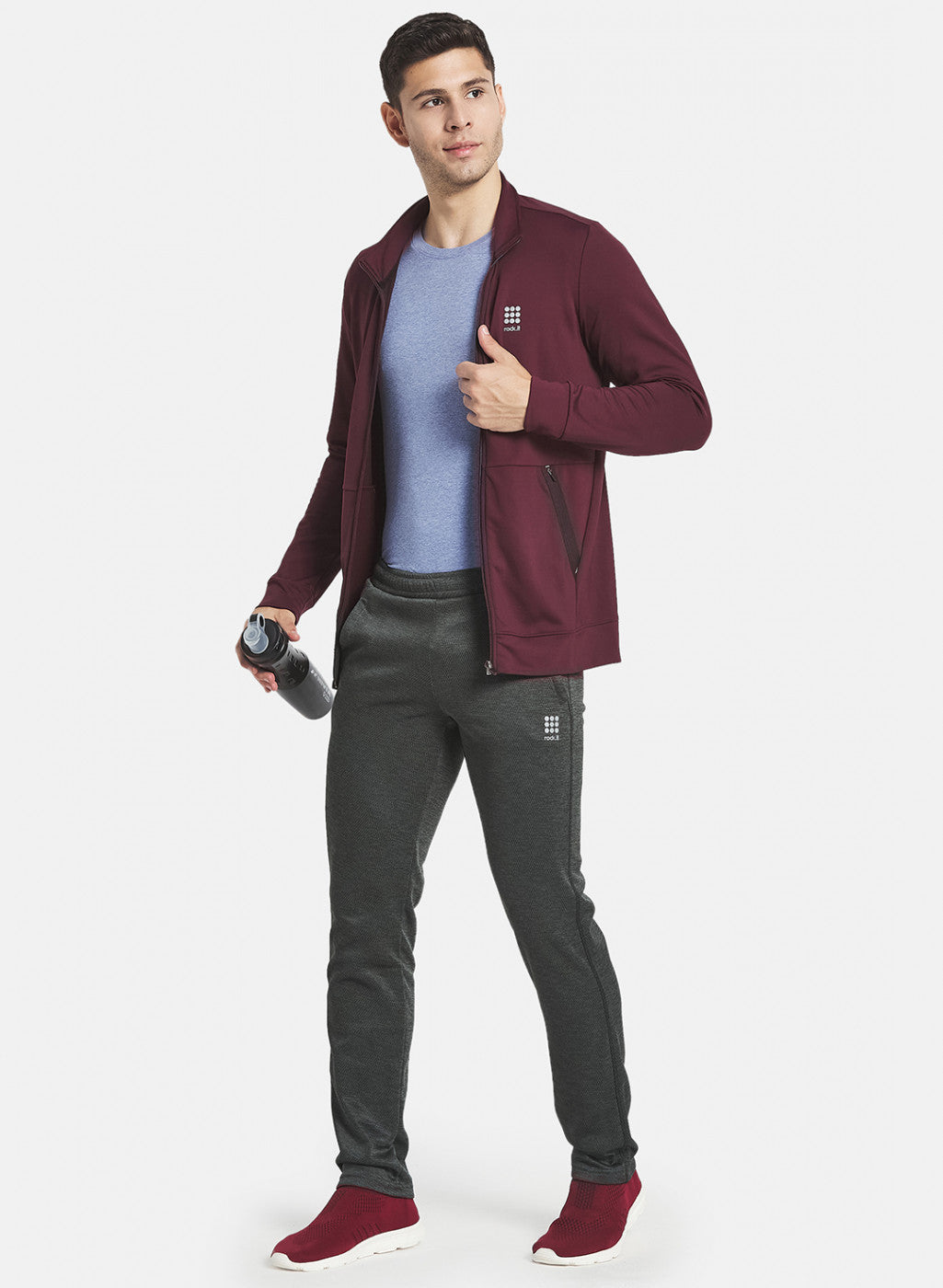 Rock.it Men Maroon Solid Sweatshirt