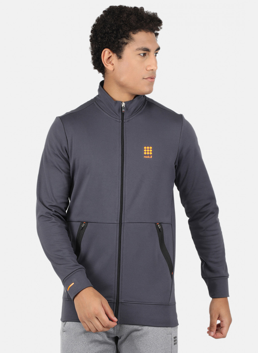 Rock.it Men Grey Solid Sweatshirt