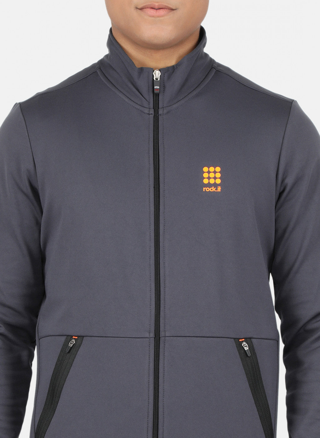 Rock.it Men Grey Solid Sweatshirt