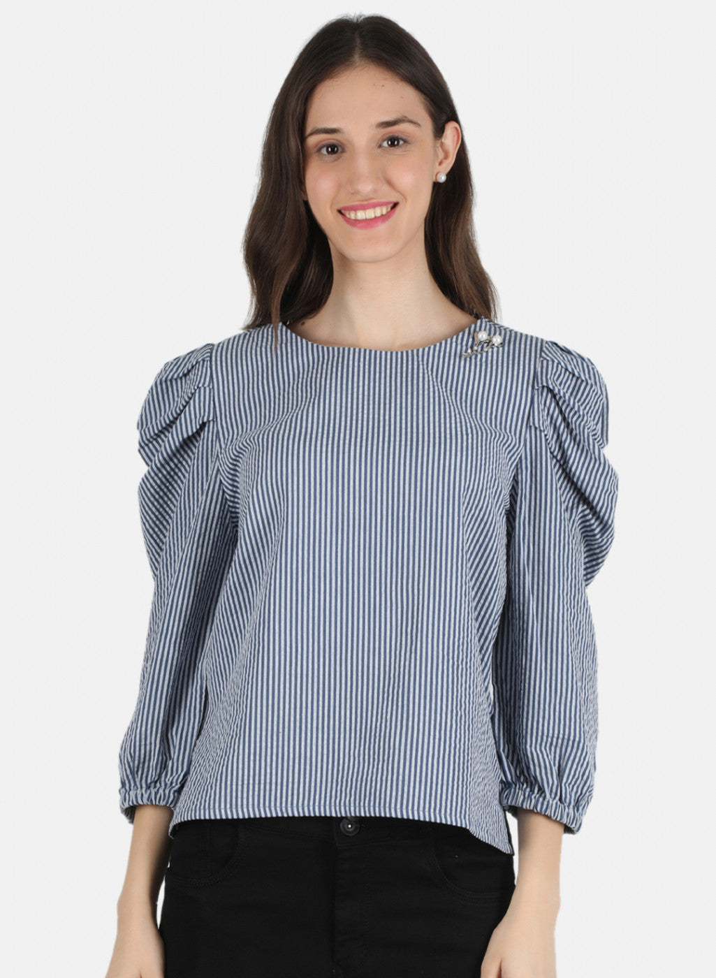Women Blue Stripe Top