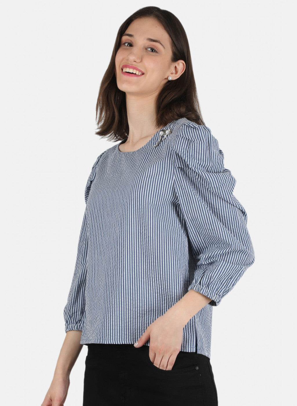 Women Blue Stripe Top