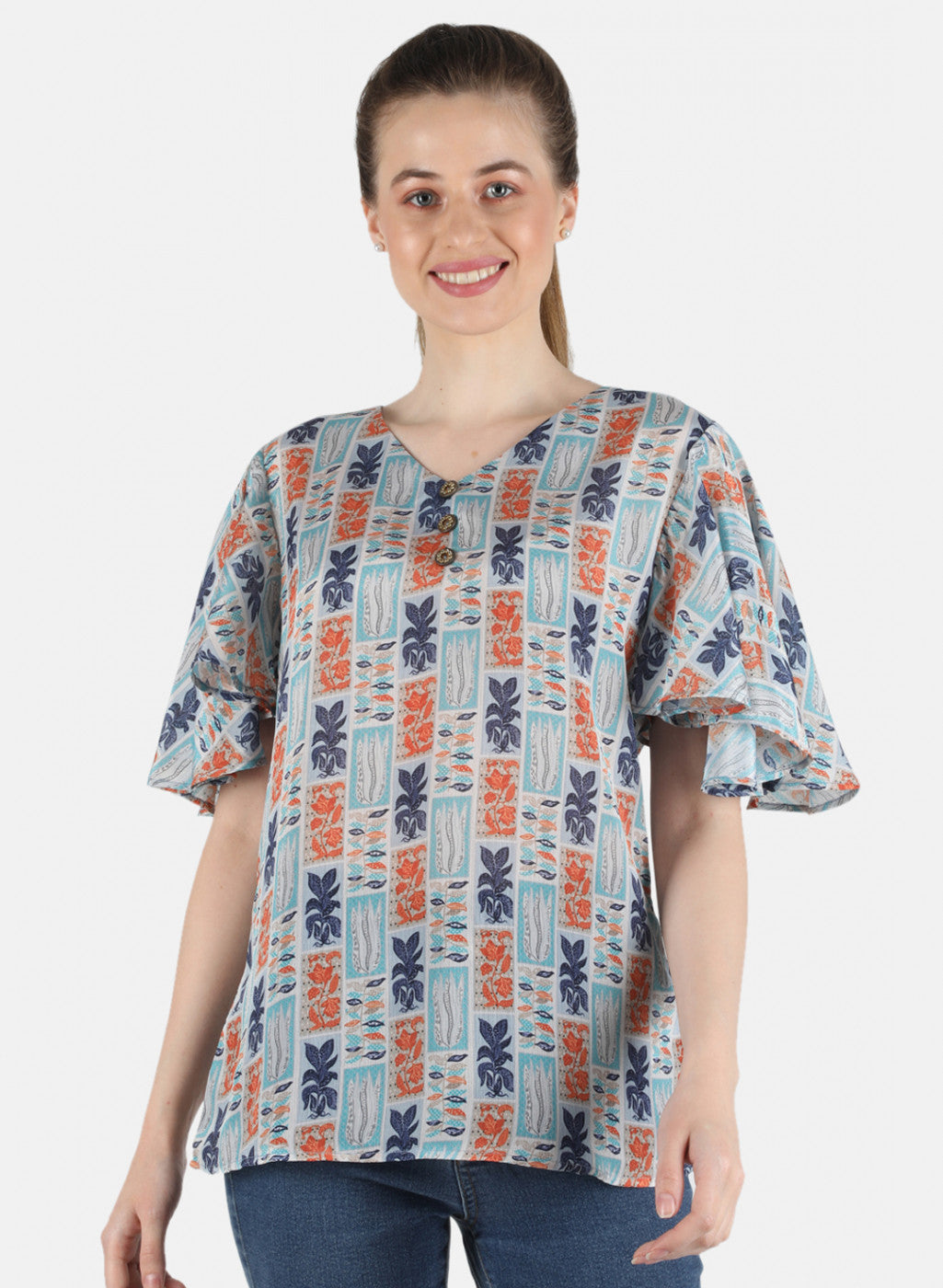 Women Blue Printed Top