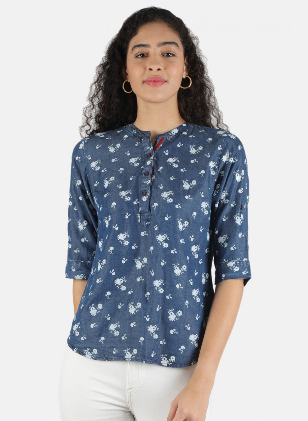 Women Blue Printed Top