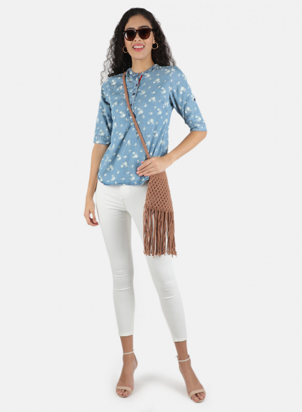 Women Blue Printed Top