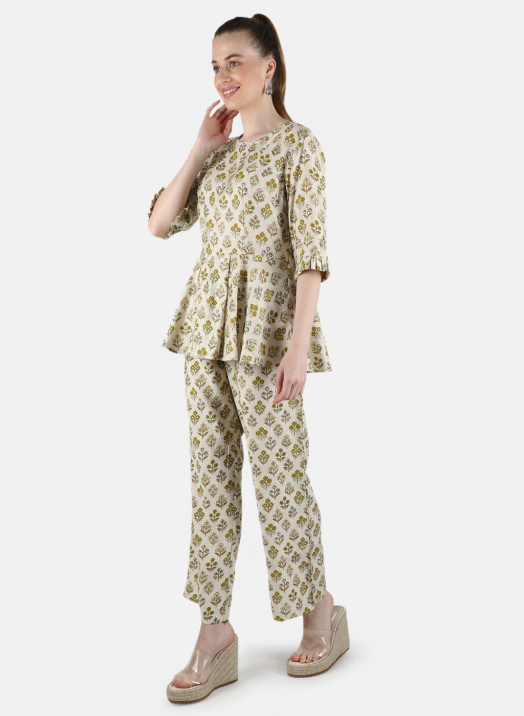 Women Green Printed Coordinate Set