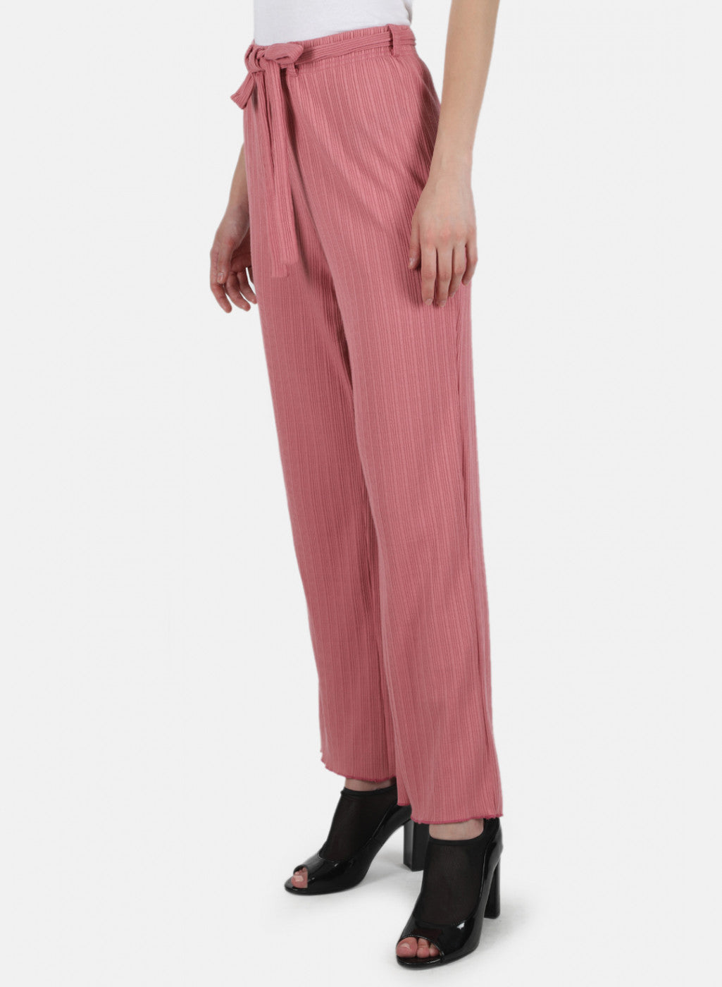 Women Pink Self Design Plazzo