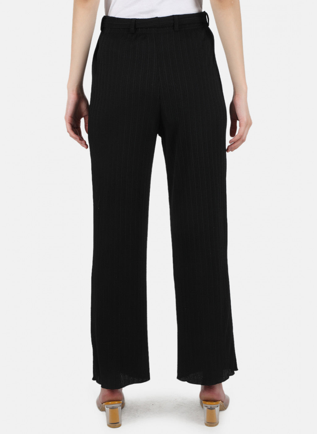 Women Black Self Design Plazzo