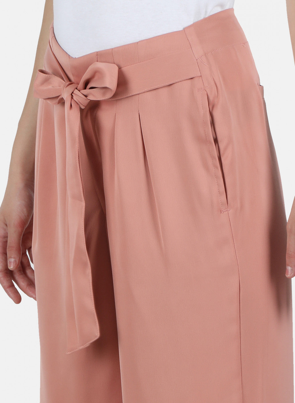 Women Peach Solid Culotte