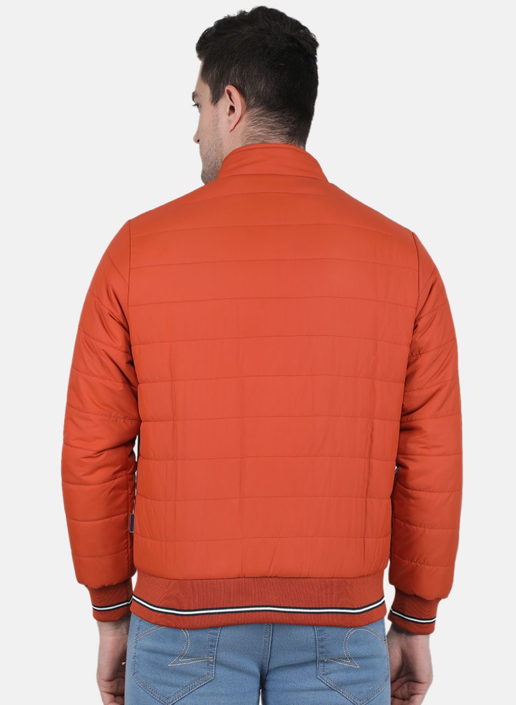 Men Orange Solid Jacket