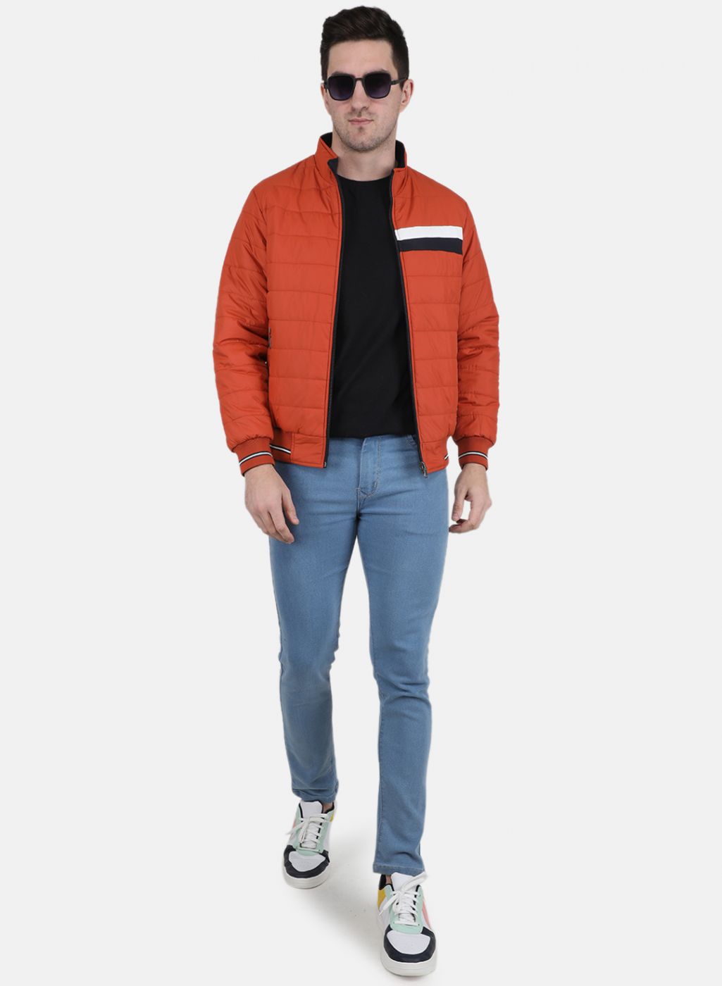 Men Orange Solid Jacket