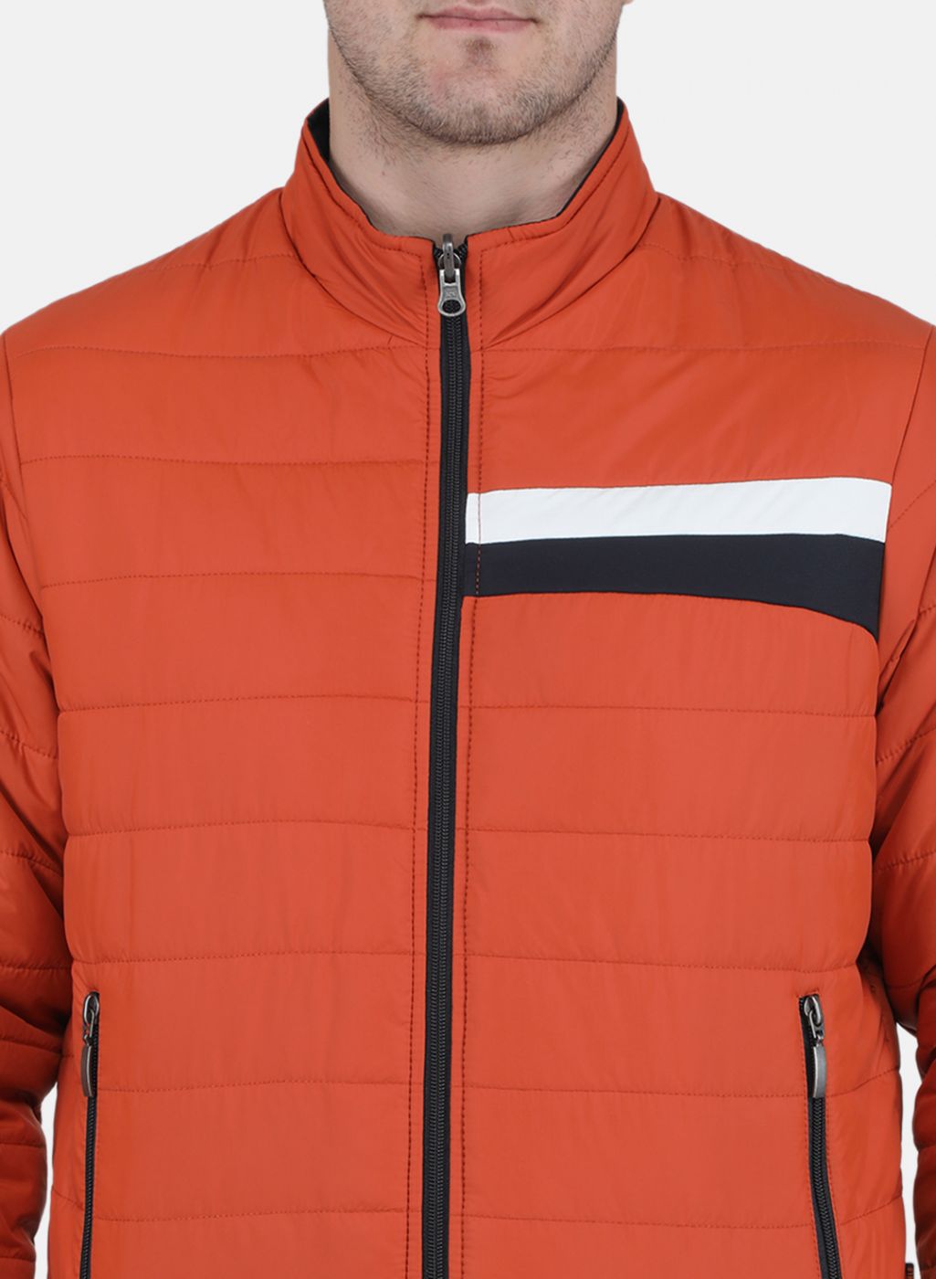 Men Orange Solid Jacket