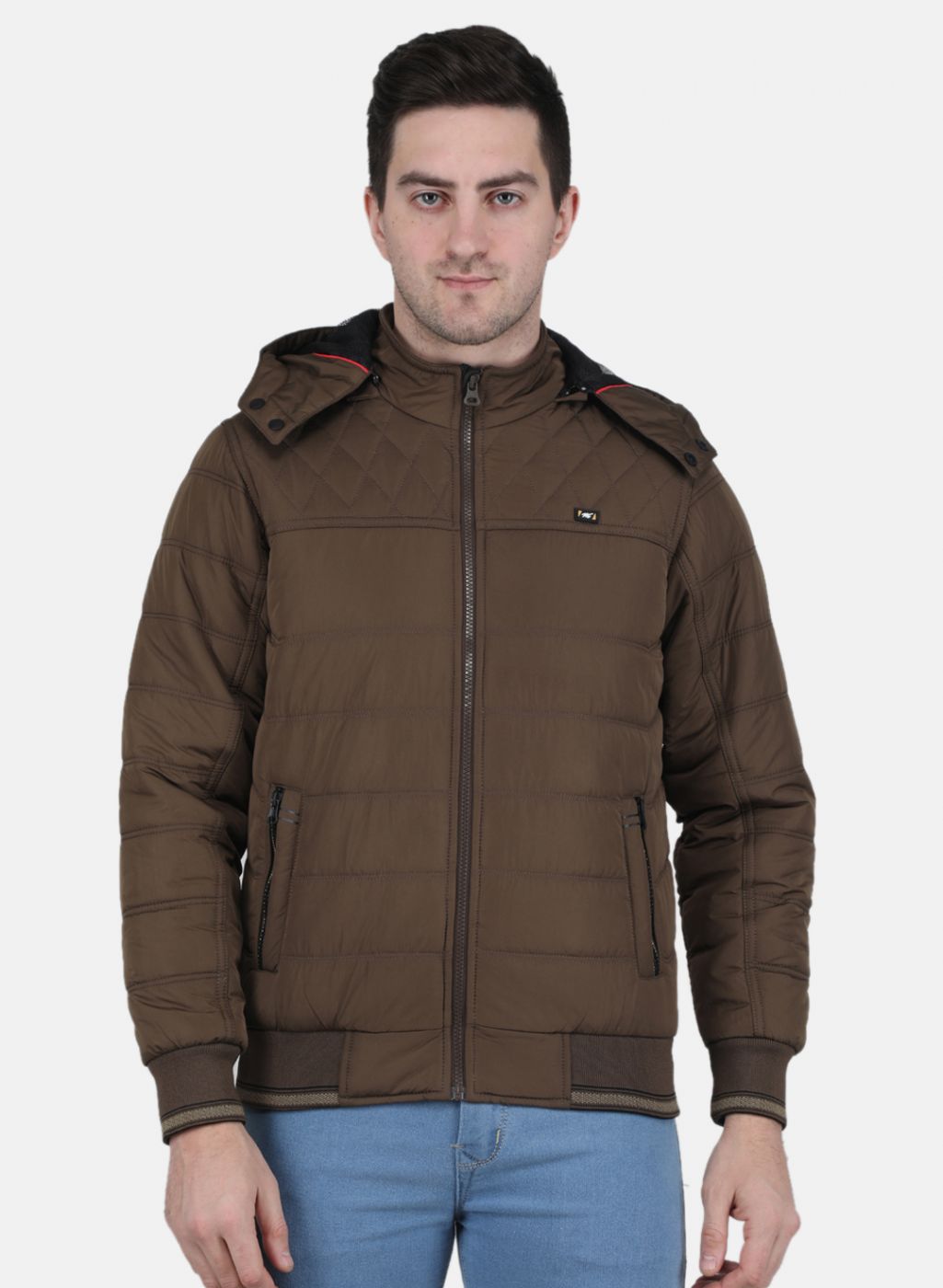 Men Brown Solid Jacket