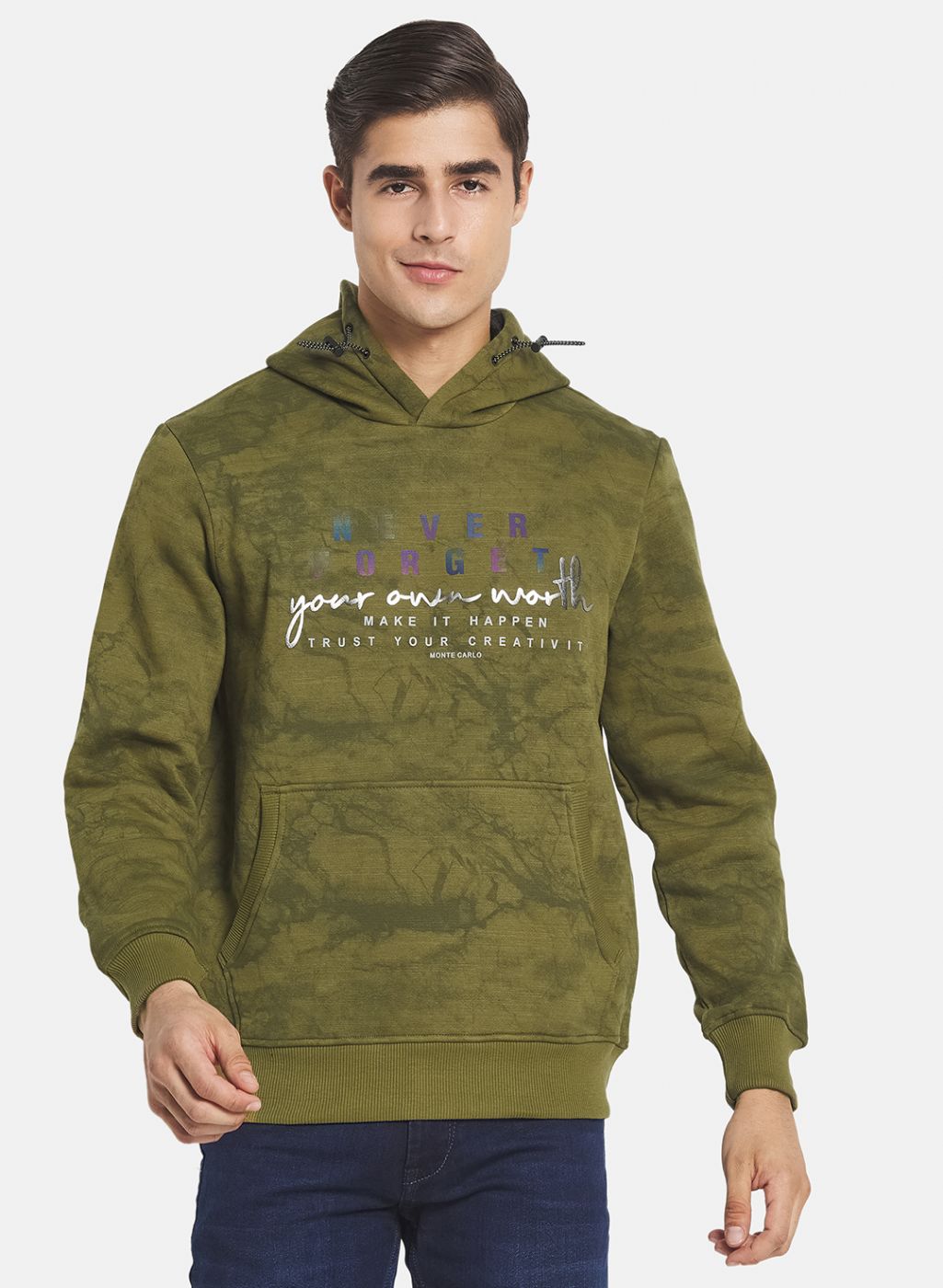 Men Green Printed Sweatshirt