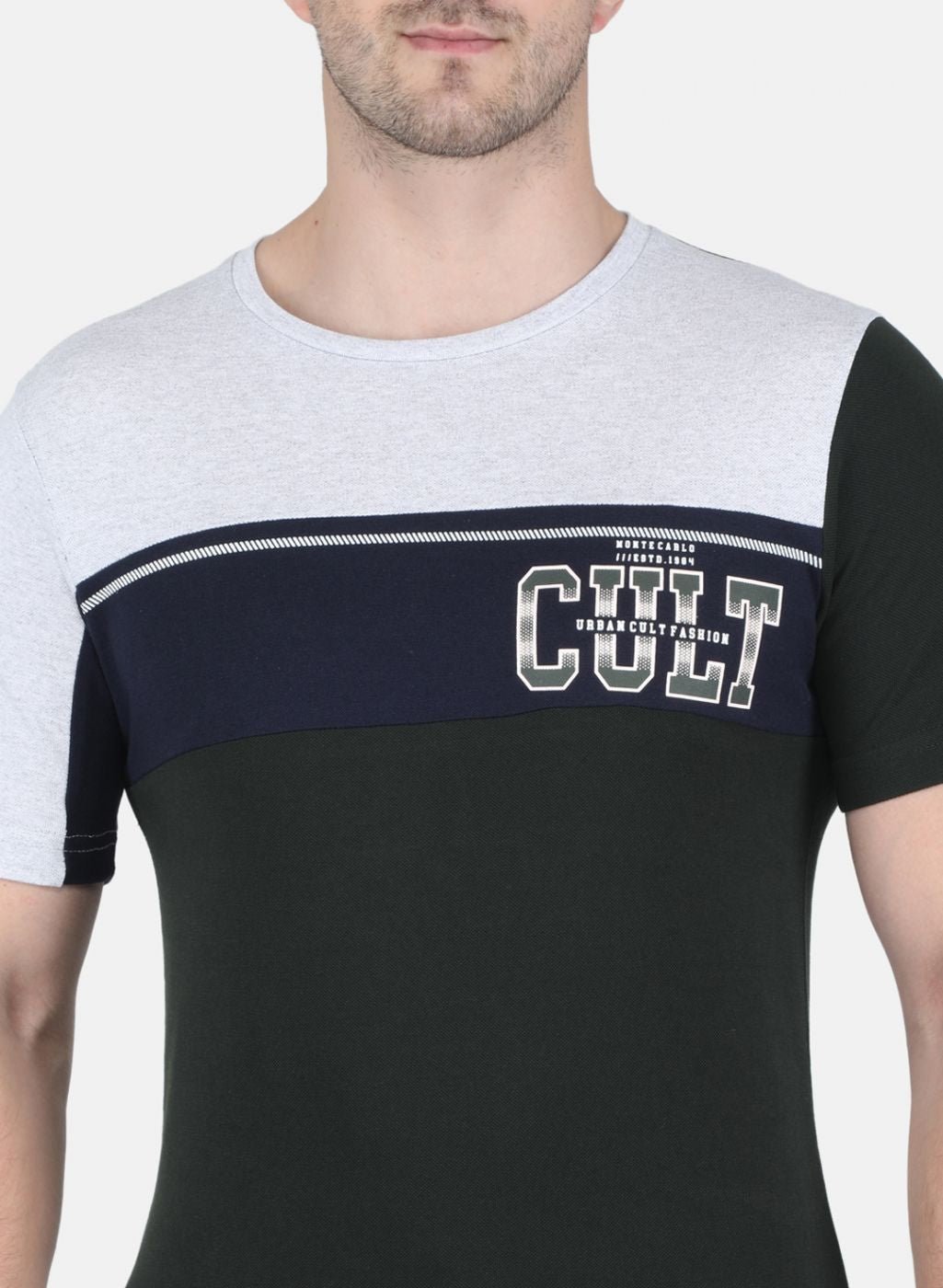 Men Olive Stripe T-Shirt