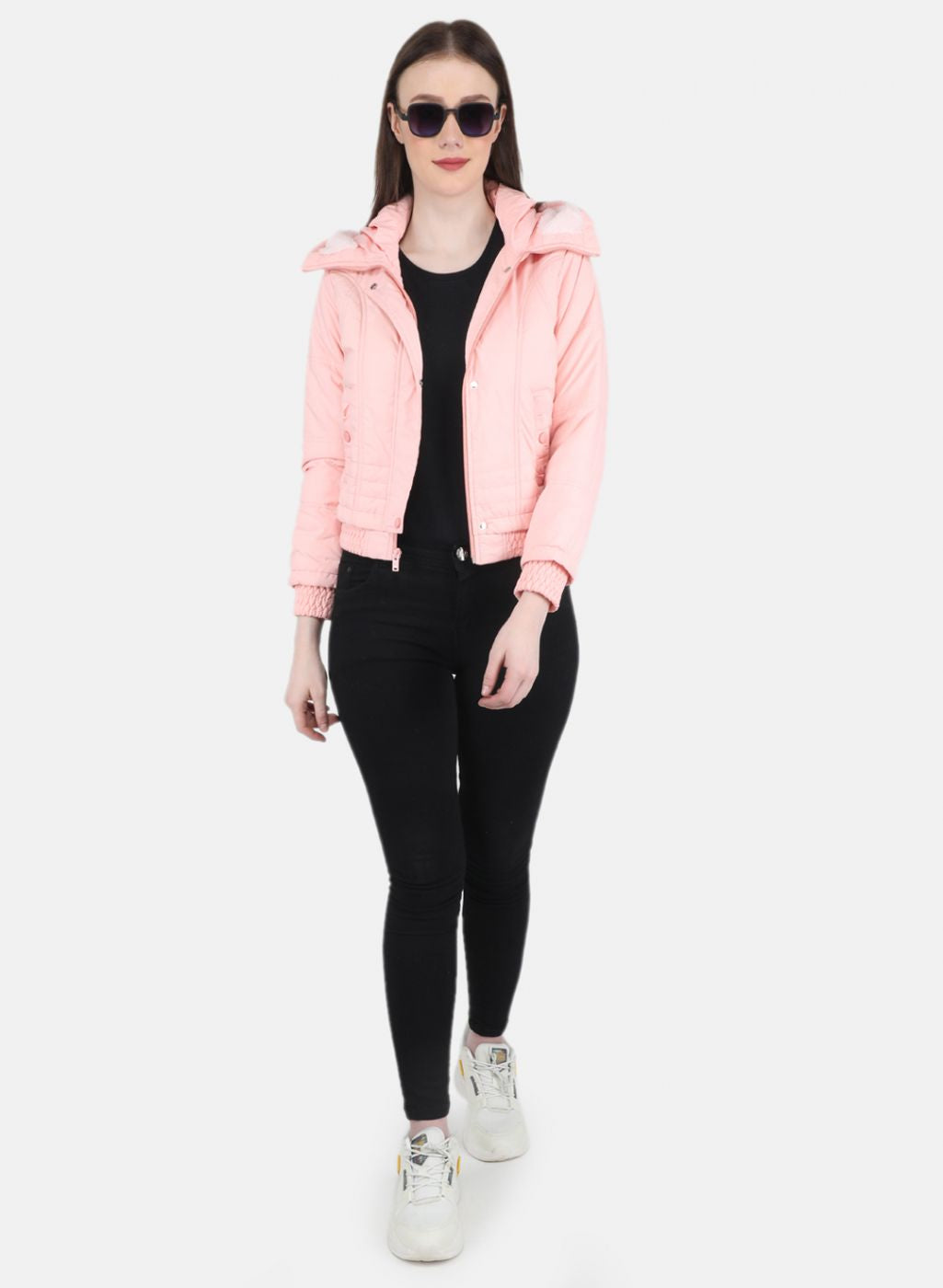 Women Peach Solid Jacket