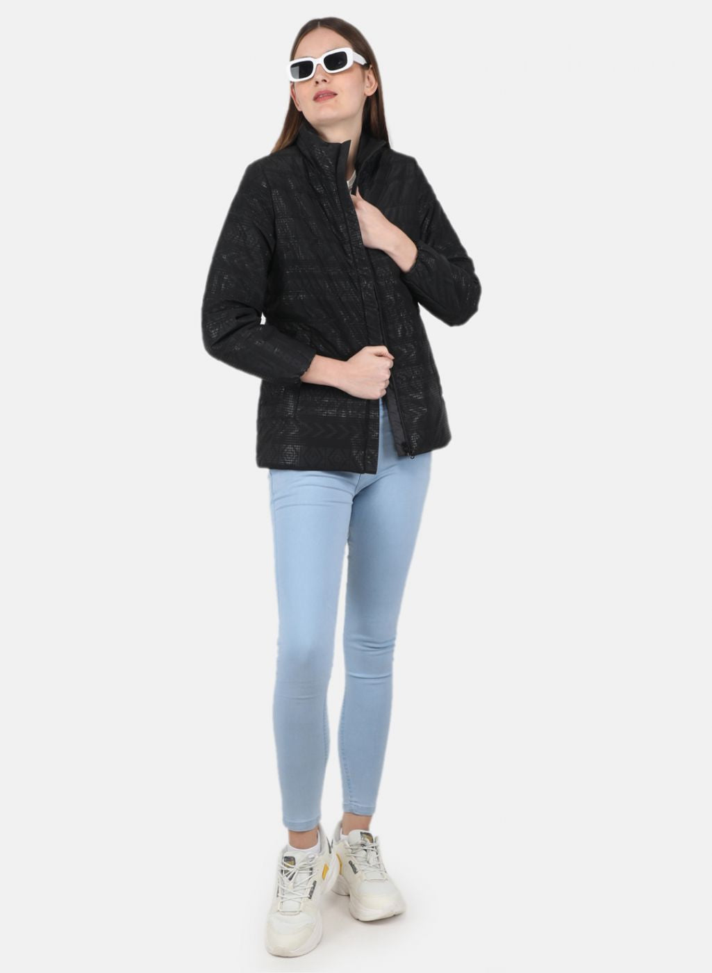 Women Black Printed Jacket