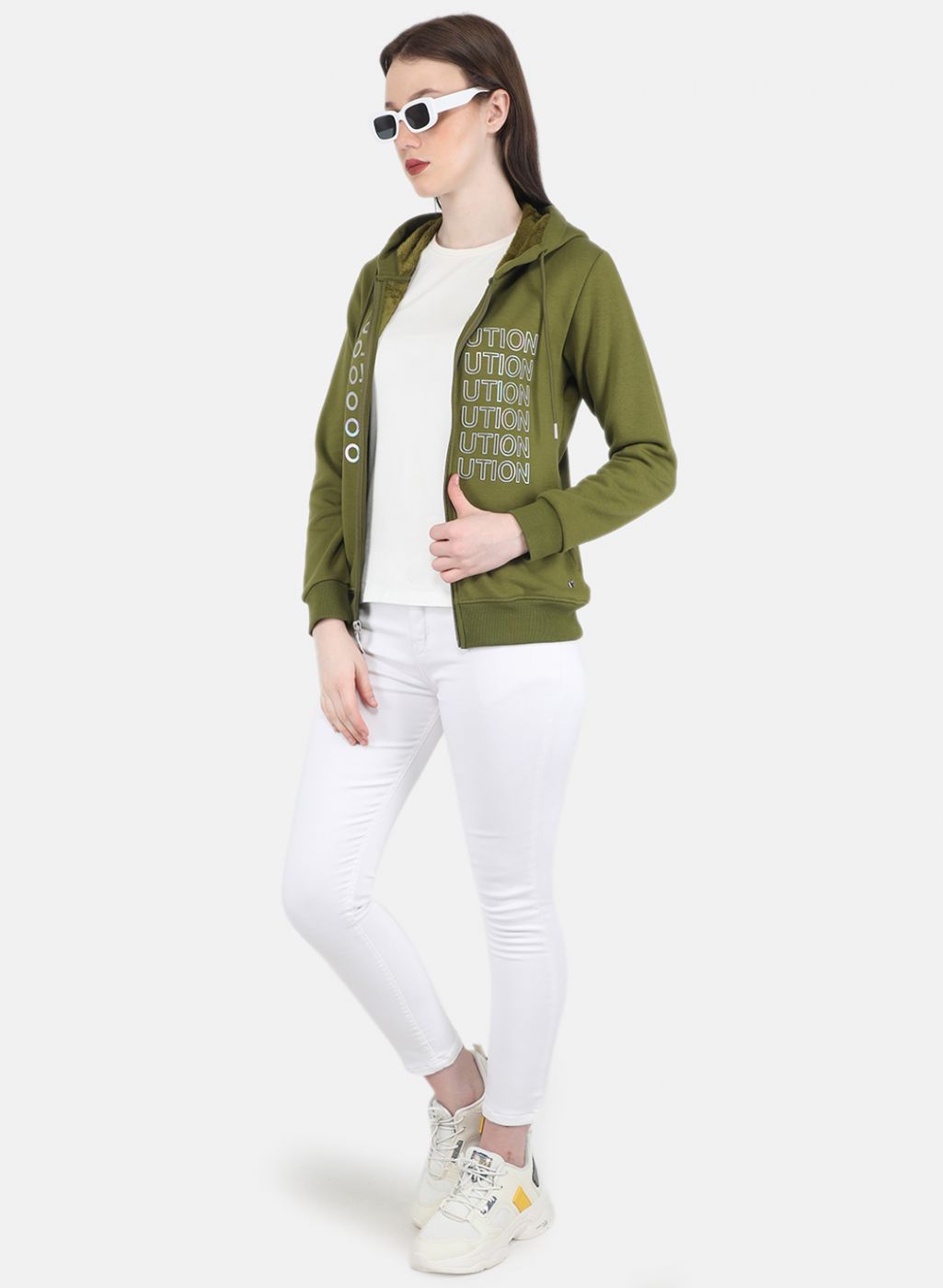 Women Green Printed Sweatshirt