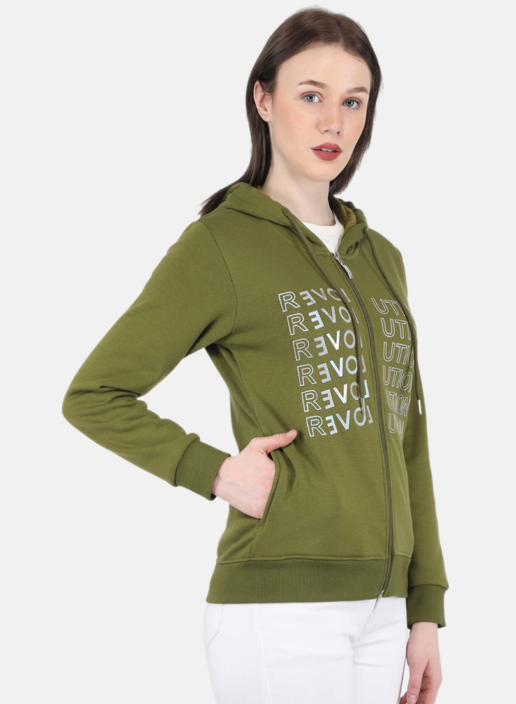 Women Green Printed Sweatshirt