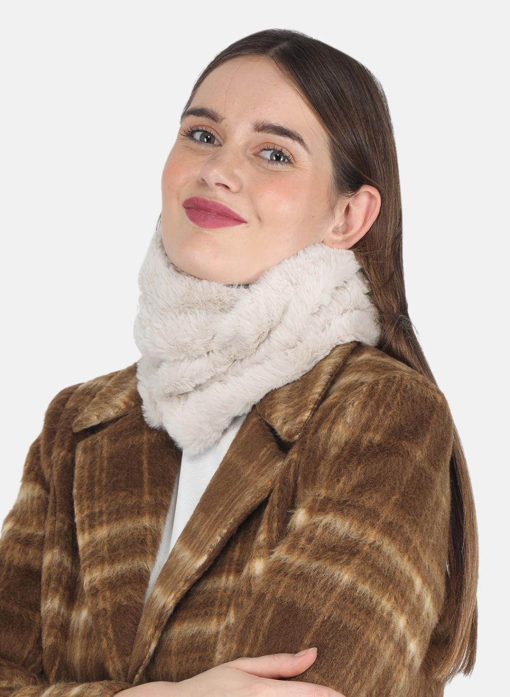 Women Beige Solid Muffler