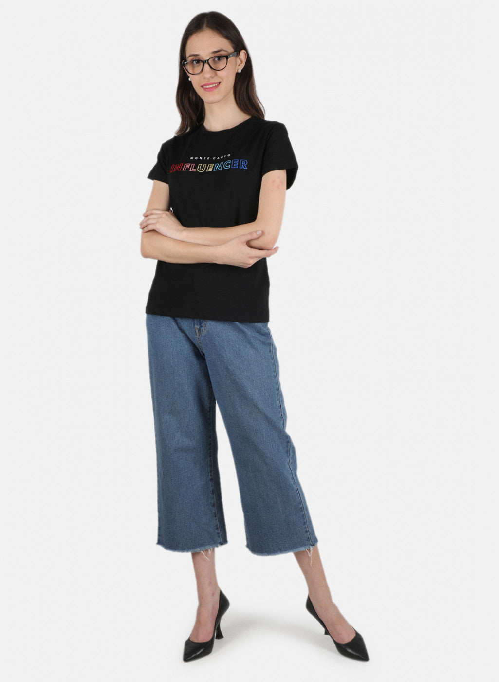 Women Black Embroidered Top