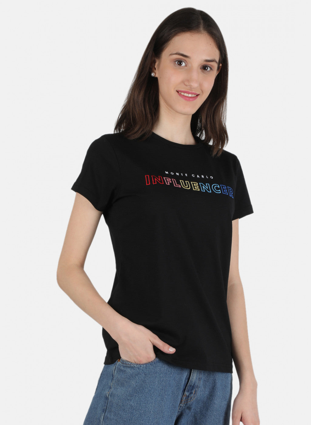 Women Black Embroidered Top