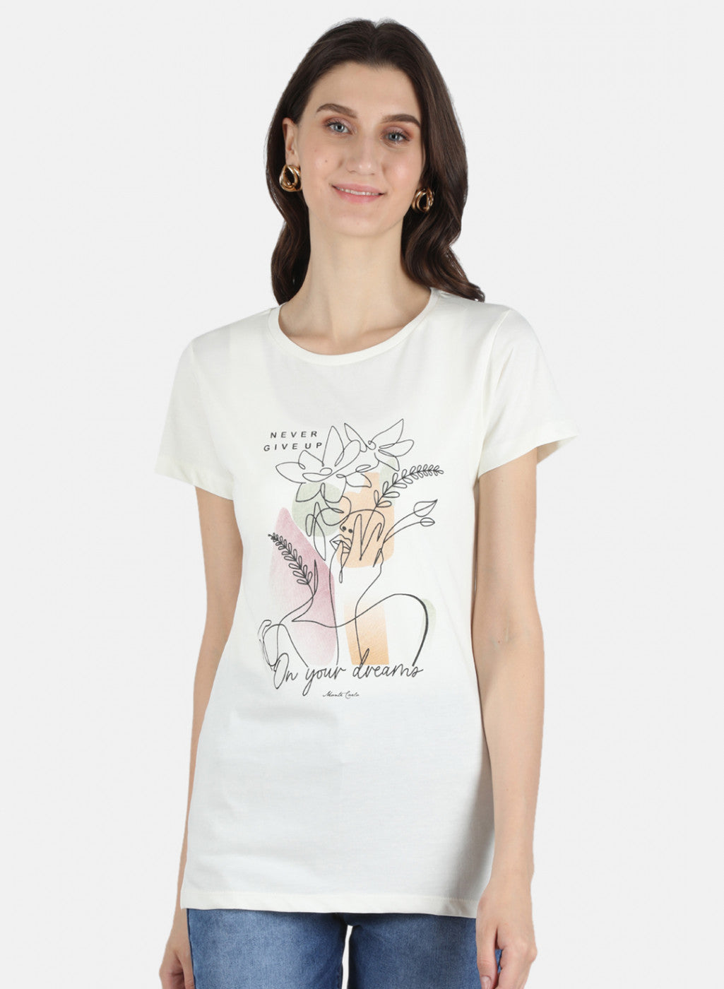 Women Cream & Blue Printed Top 2 PCs