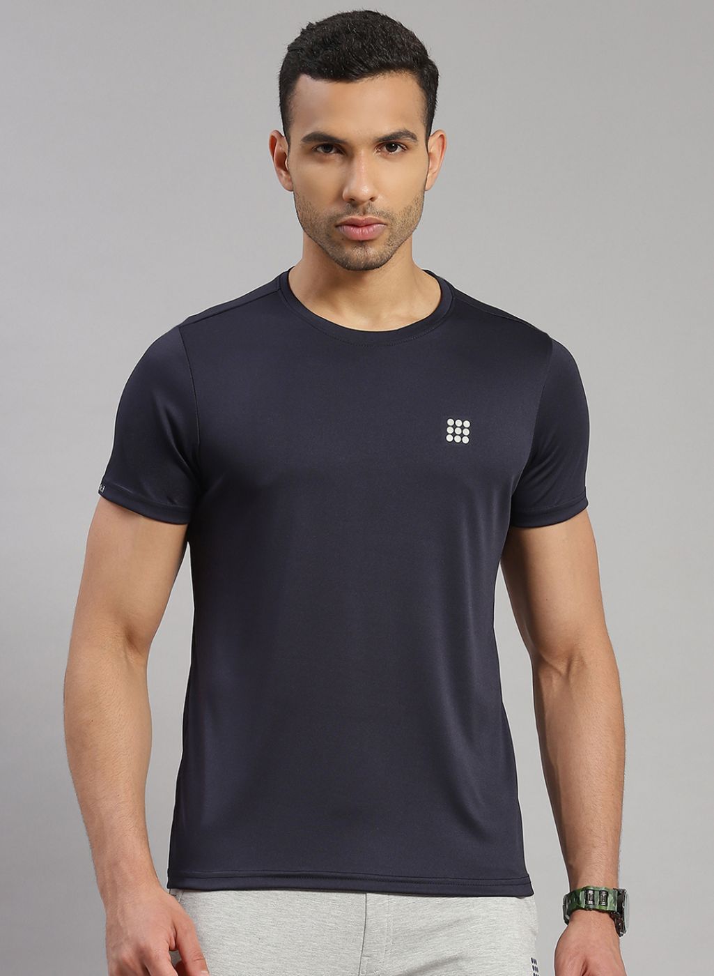 Rock.it Men Navy Blue Solid T-Shirt