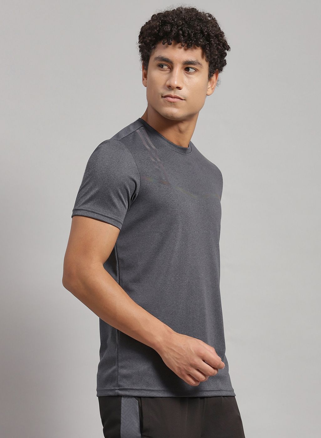 Rock.it Men Grey Solid T-Shirt