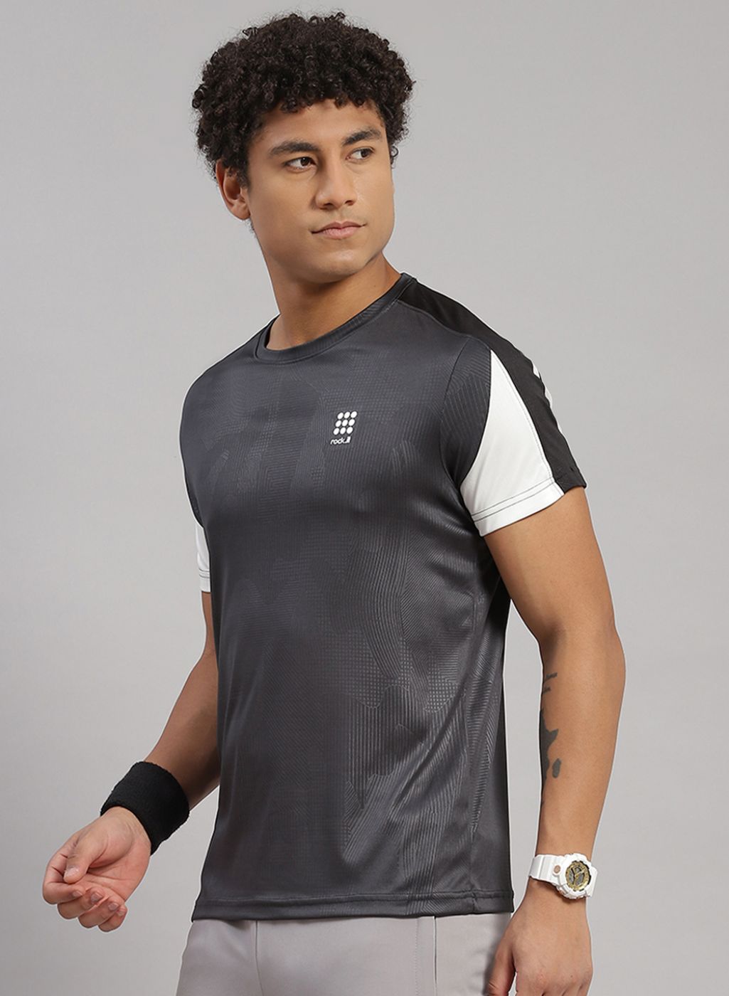 Rock.it Men Grey Solid T-Shirt