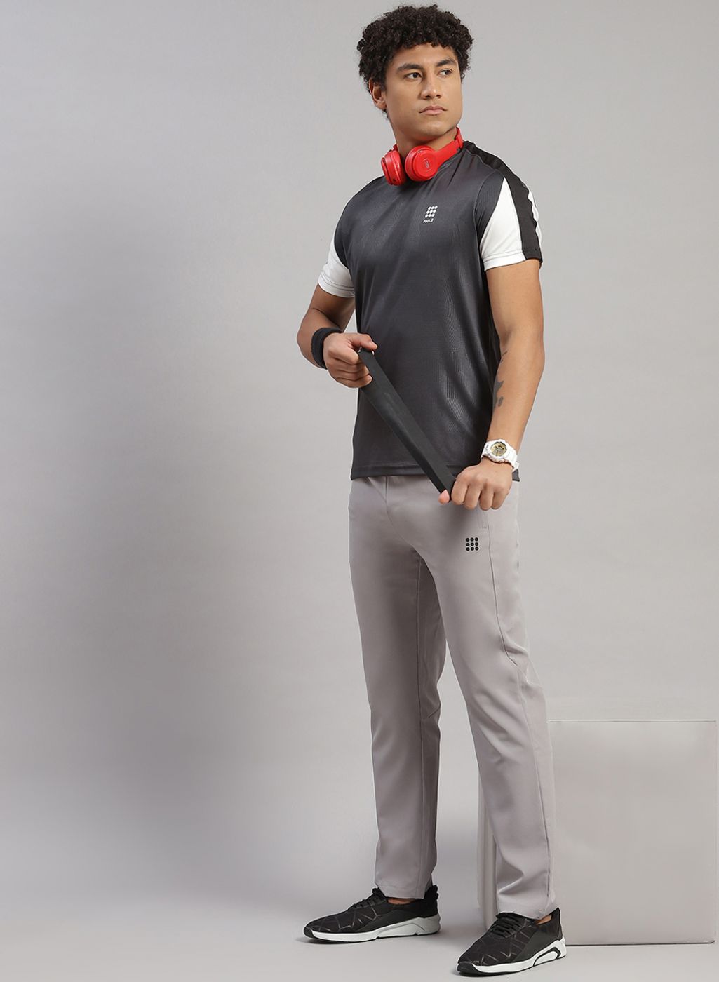 Rock.it Men Grey Solid T-Shirt