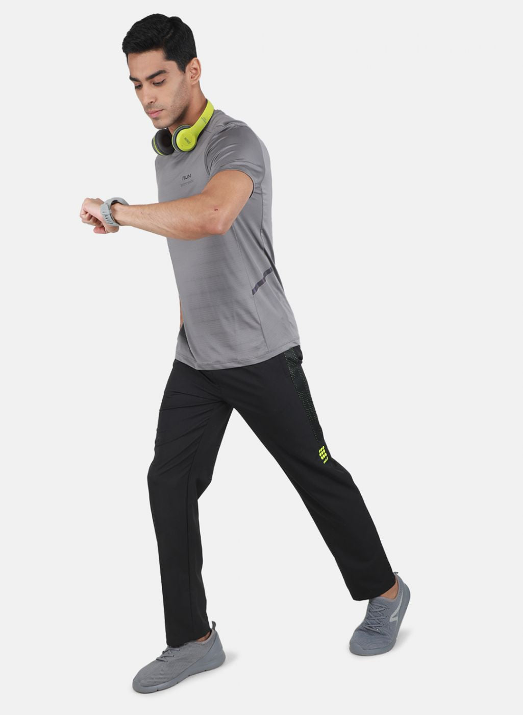 Rock.it Men Grey Self Design T-Shirt