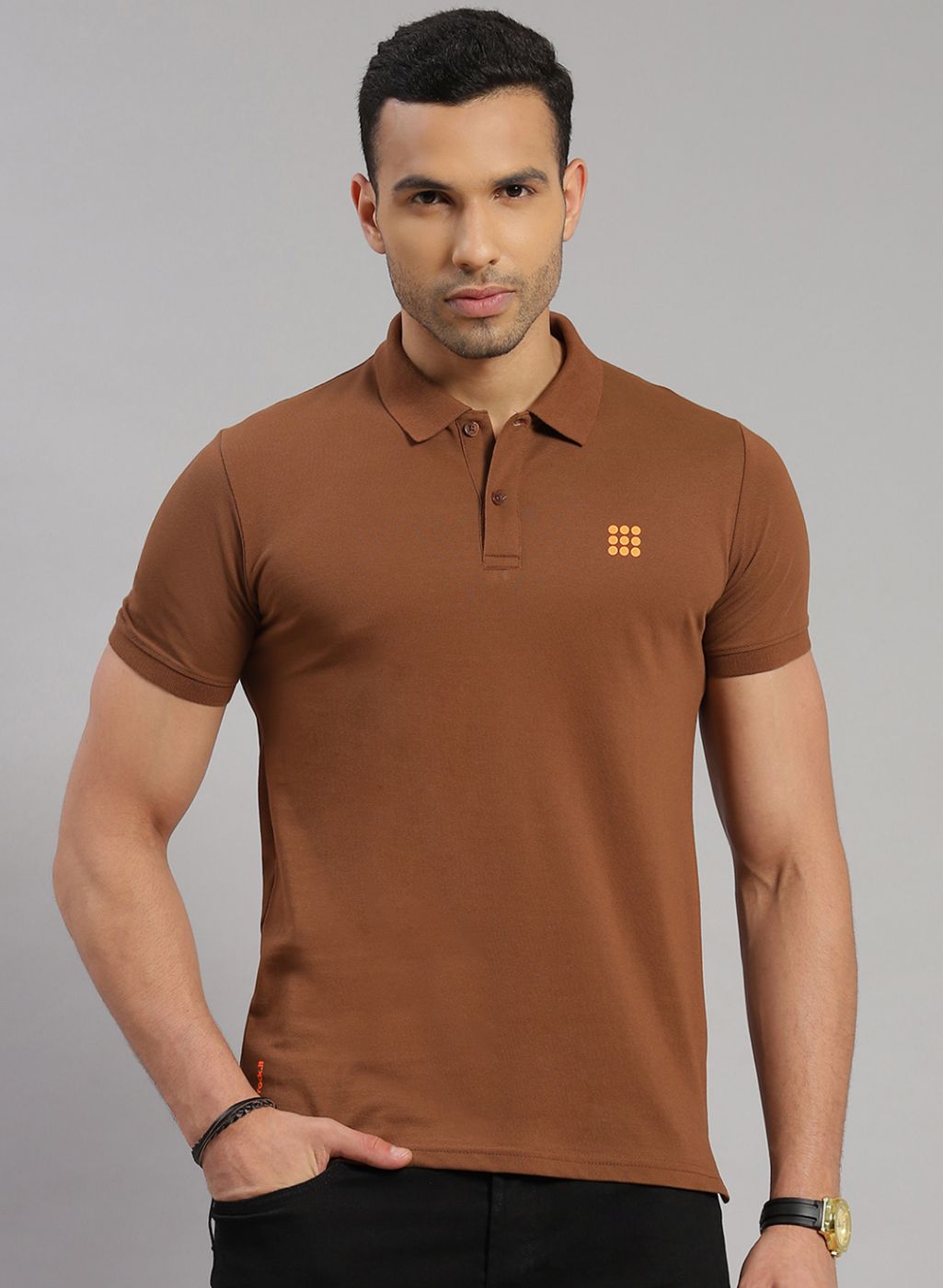 Rock.it Men Brown Solid T-Shirt