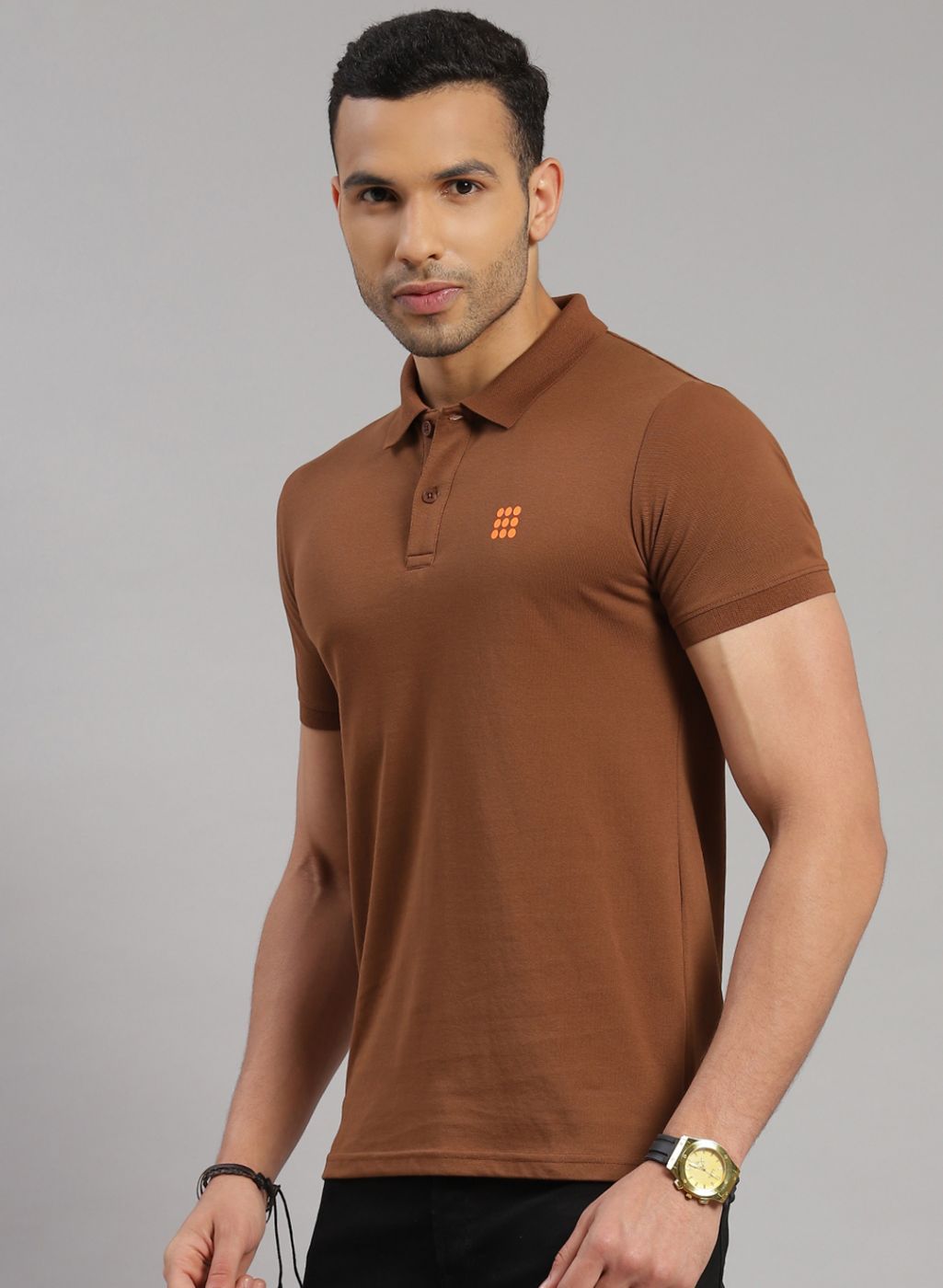 Rock.it Men Brown Solid T-Shirt